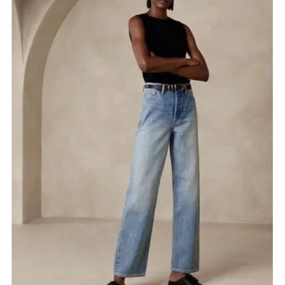 Banana Republic Loose Stovepipe Jeans Light Wash Size 34 Baggy Wide Leg Relaxed